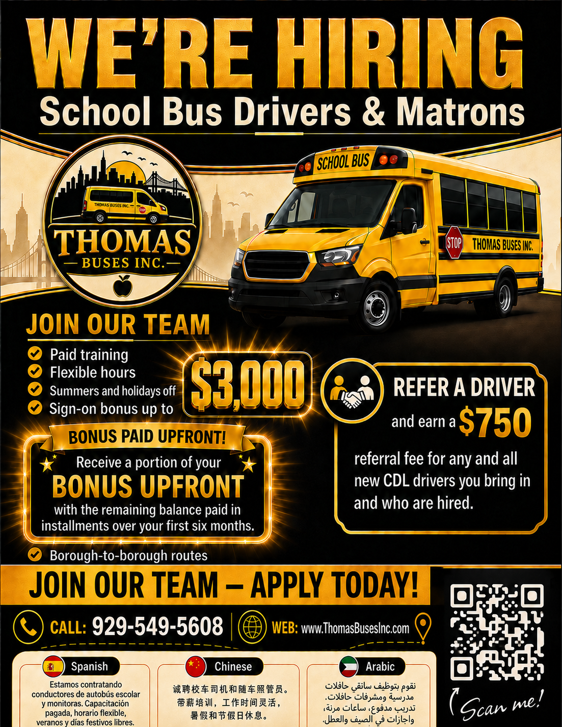 We're Hiring — School Bus Drivers & Matrons